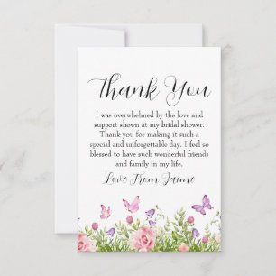 blush pink floral bridal shower thank you cards
