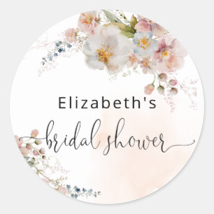 Blush Pink Floral Bridal Shower Thank You Classic Round Sticker