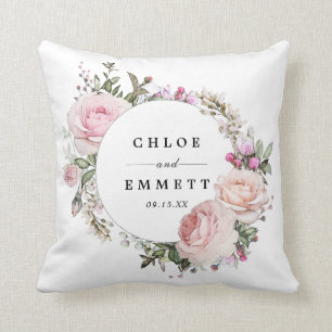 Blush Pink Floral Bridal Wedding Cushion