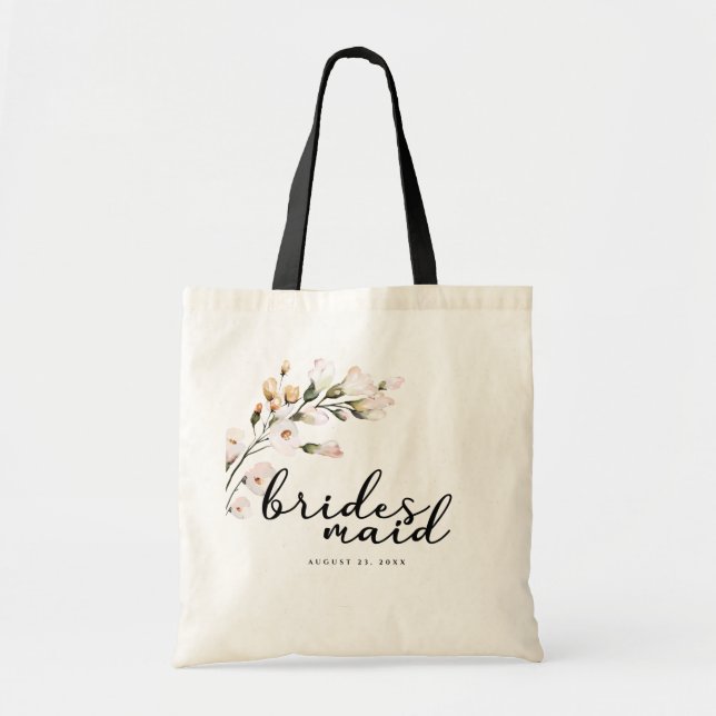 Blush Pink Floral Bridesmaid Tote Bag (Front)