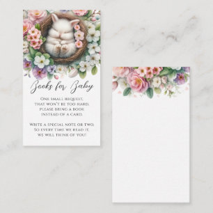 Blush Pink floral bunny Baby Shower Book Request Enclosure Card