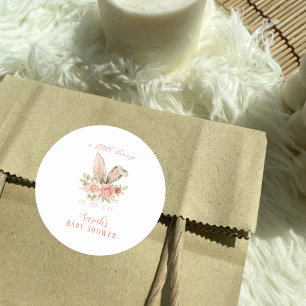 Blush Pink Floral Bunny ears Baby Shower  Classic Round Sticker