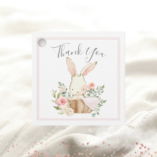 Blush Pink Floral Bunny Rabbit Baby Shower  Favour Tags