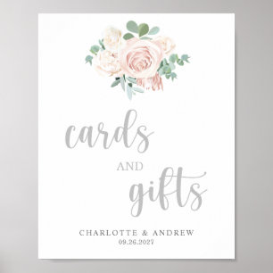 Blush Pink Floral Cards and Gifts Wedding Sign