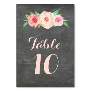 Blush Pink Floral Chalkboard Table Number Cards