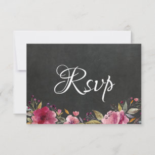 Blush Pink Floral Chalkboard Wedding Rsvp Card