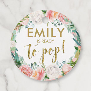 Blush Pink Floral Champagne Pop it Favour Tags