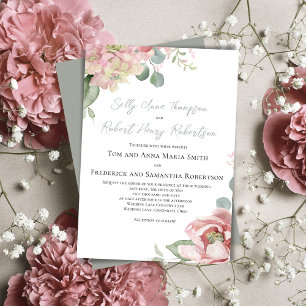 Blush Pink Floral Classic Wedding Invitation