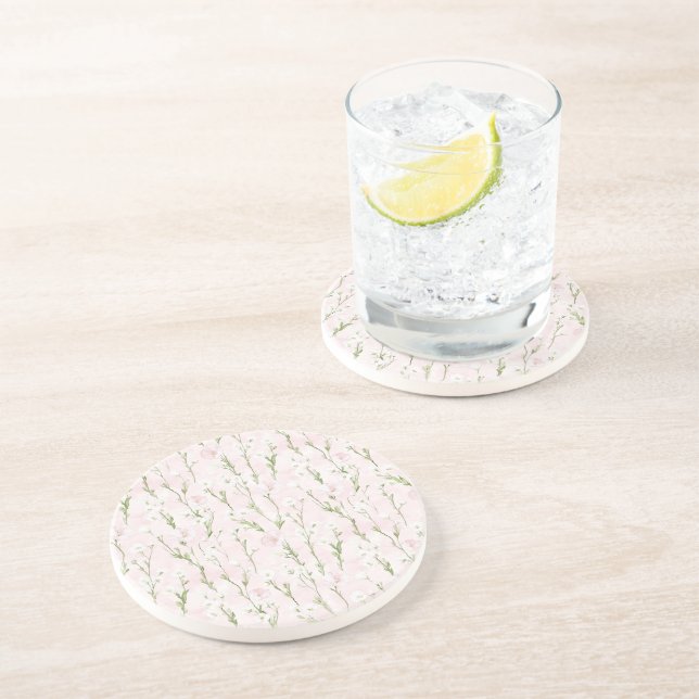 Blush Pink Floral  Coaster (Side)