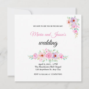 Blush Pink Floral Country Wedding Invitation