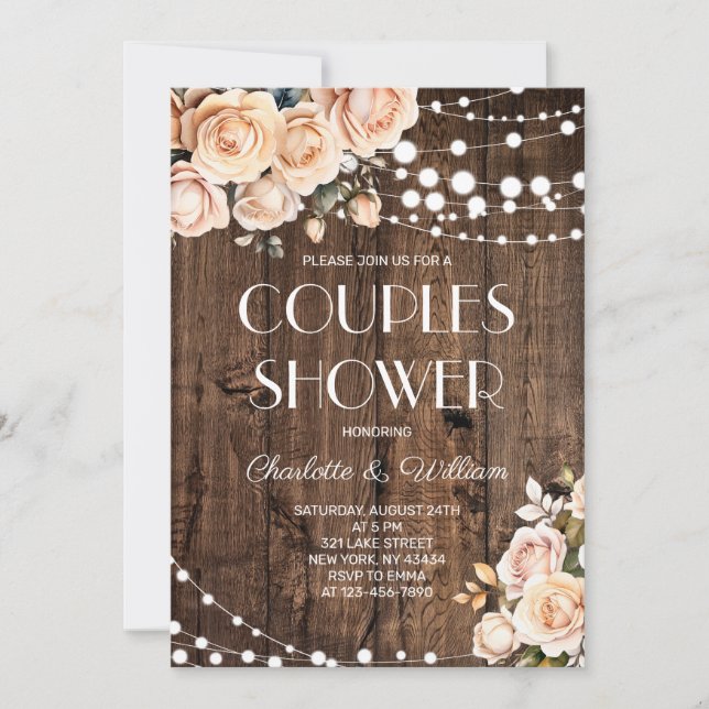 Blush Pink Floral Couples Shower Invitation (Front)