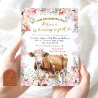 Blush Pink Floral Cow Farm Girl Baby Shower