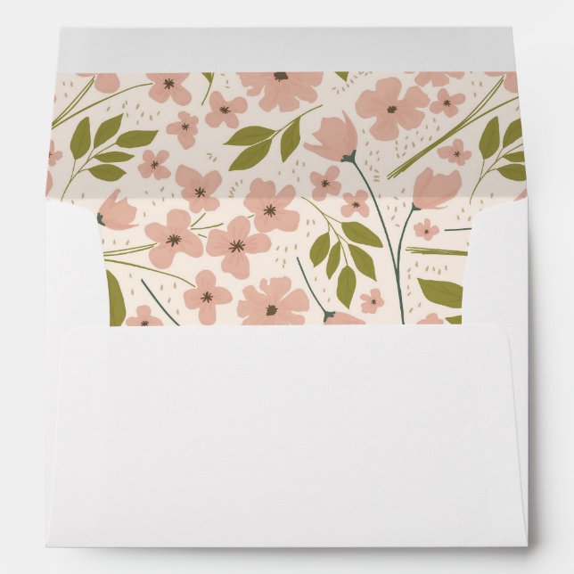 Blush Pink Floral Custom Invitation Envelope (Back (Bottom))