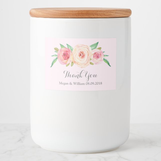 Blush Pink Floral Custom Wedding Label (Front)