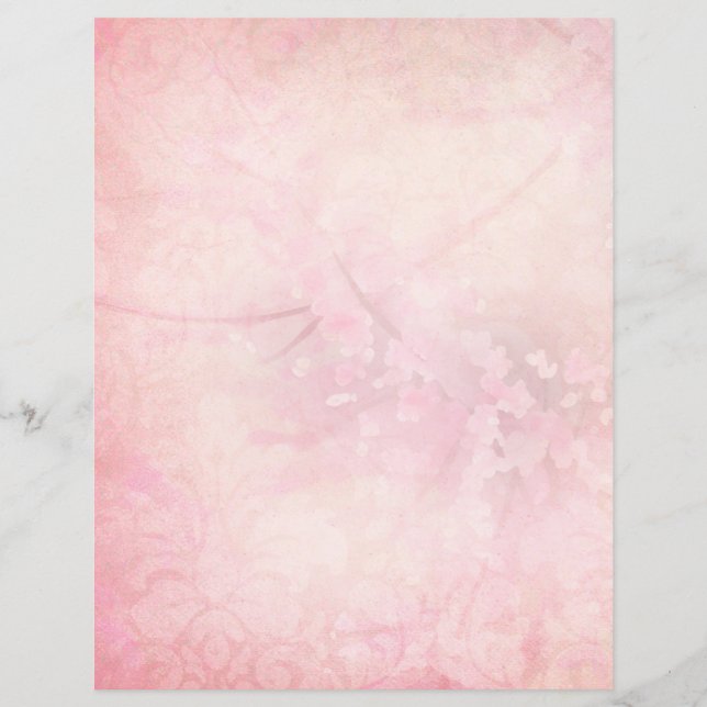 Blush Pink Floral & Damask Scrapbook Paper (Front)