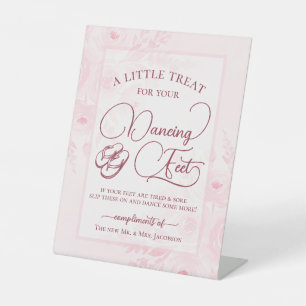 Blush Pink Floral Dancing Feet Flip Flop Wedding  Pedestal Sign