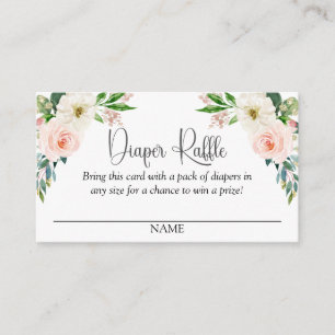 Blush Pink Floral Diaper Raffle Script Text Enclosure Card