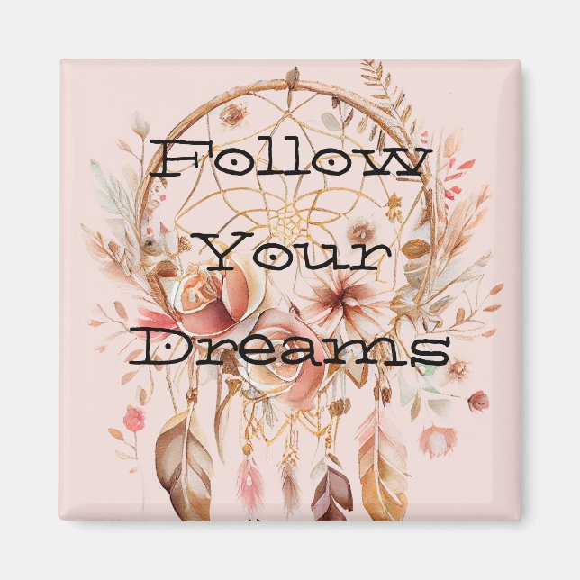 Blush Pink Floral Dream Catcher Magnet (Front)