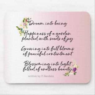 Blush Pink Floral Dream Poem (written by me) Mouse Mat