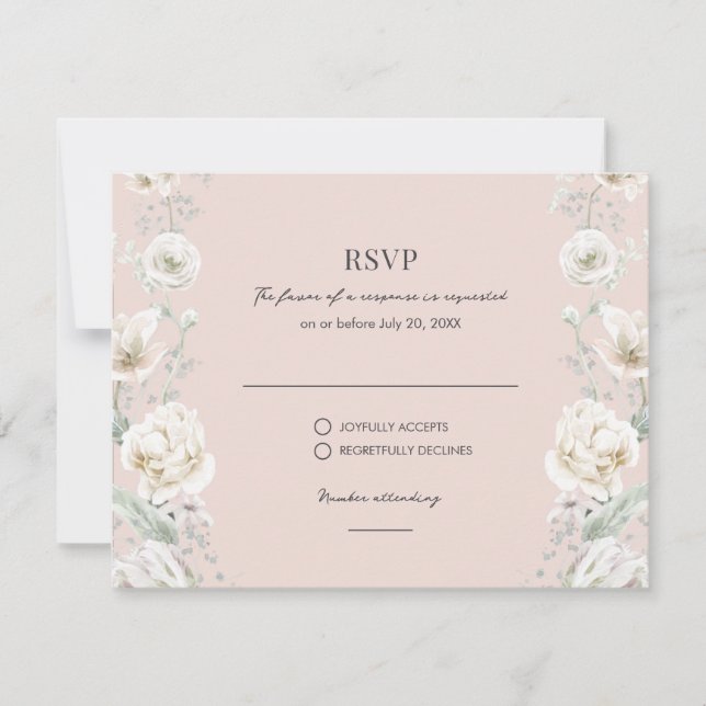 Blush Pink Floral Dream Wedding RSVP (Front)