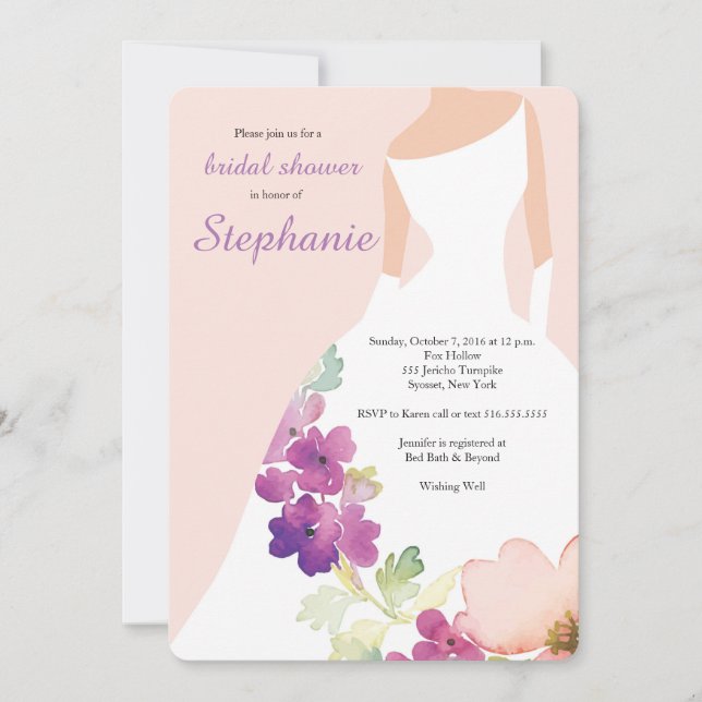 Blush Pink Floral Dress Bridal Shower Invitation (Front)