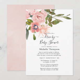 Blush Pink Floral Drive By Shower Invitation