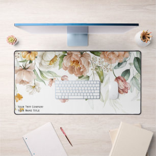 Blush Pink Floral Drop 1600s Still Life Art Desk Mat