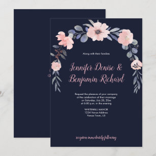 Blush Pink Floral Drop Wedding   Invitation