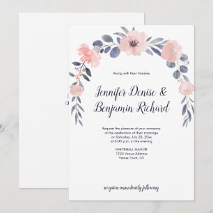 Blush Pink Floral Drop Wedding   Invitation