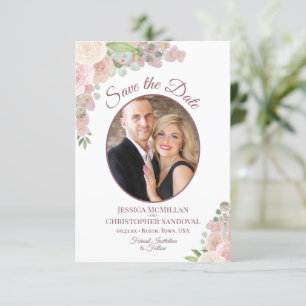Blush Pink Floral Elegant Boho Wedding Photo Save The Date