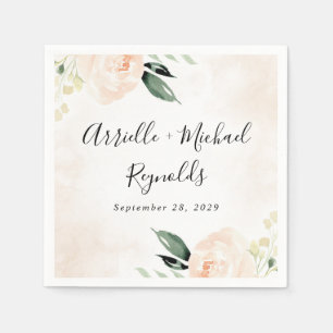 Blush Pink Floral Elegant Champagne Garden Wedding Napkin