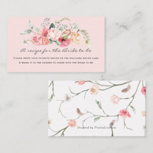 blush pink floral elegant recipe for the bride enclosure card