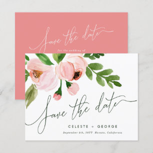 Blush pink floral elegant save the date announcement