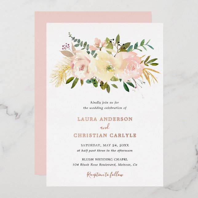 Blush Pink Floral Elegant Wedding (Front/Back)