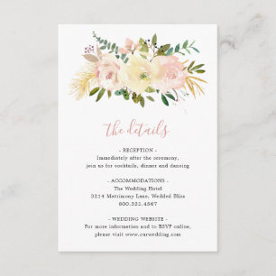 Blush Pink Floral Elegant Wedding Enclosure Card