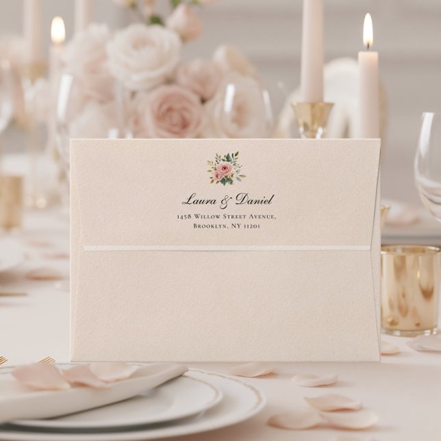Blush Pink Floral Elegant Wedding Envelope (Creator Uploaded)