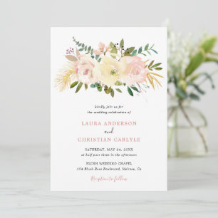 Blush Pink Floral Elegant Wedding Invitation