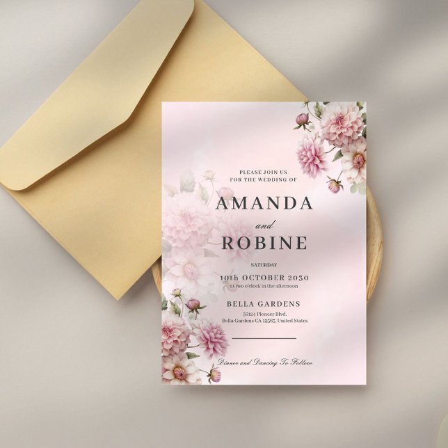 Blush Pink Floral Elegant Wedding Invitation (Creator Uploaded)