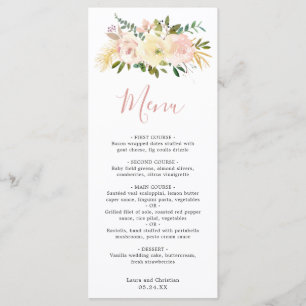 Blush Pink Floral Elegant Wedding Menu