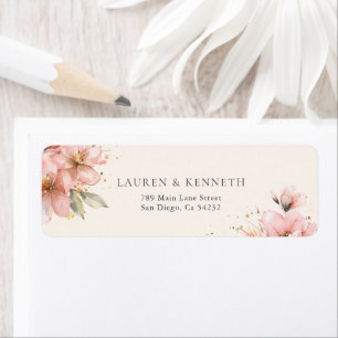 Blush Pink Floral Elegant Wedding Return Address