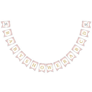 Blush Pink Floral Elephant Baby Shower Birthday Bunting