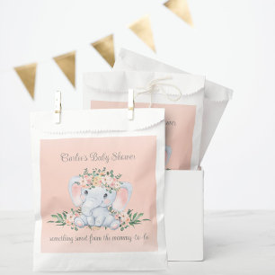 Blush Pink Floral Elephant Baby Shower Thank You Favour Bags