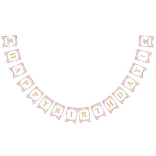 Blush Pink Floral Elephant Birthday Baby Shower Bunting