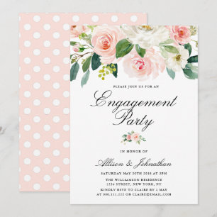 blush pink floral Engagement party invitation