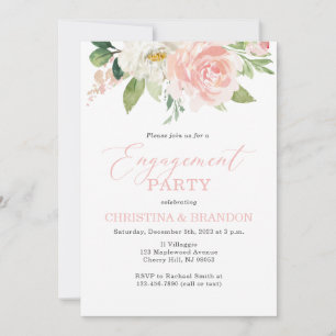 Blush Pink Floral Engagement Party Invitations