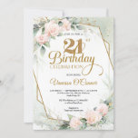 Blush pink floral eucalyptus greenery gold frame invitation<br><div class="desc">Blush pink floral eucalyptus greenery gold frame 21st birthday invitation Absolutely stunning boho design that has captivated all celebrations and events over the past few years, - a mix of fall and autumn leaves and flowers woven as a wreath. You can be sure that with this design for your stationery...</div>