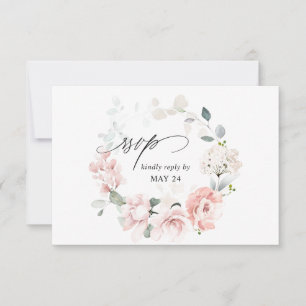 Blush Pink Floral & Eucalyptus w Meal RSVP Card 3