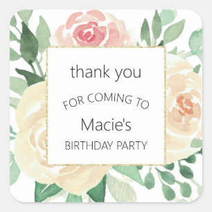 Blush Pink Floral favour thank you sticker