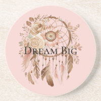 Blush Pink Floral Feathers Dream Catcher