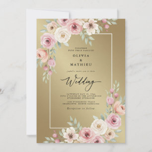 Blush Pink Floral Flourish Wedding Invitation